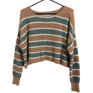American Eagle Cropped Striped Long Sleeve Sweater